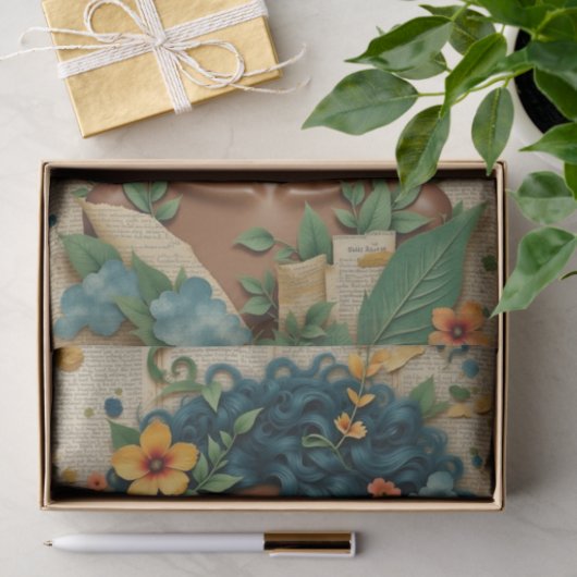 Afro-Amerikaanse vrouw met bloemen - Decoupage Tissuepapier (Geschenk)