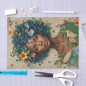 Afro-Amerikaanse vrouw met bloemen - Decoupage Tissuepapier (Craft)