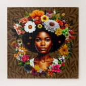 Afro-Amerikaanse vrouw met bloemenkroon Legpuzzel (Verticaal)
