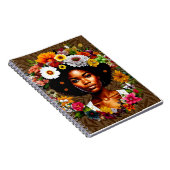Afro-Amerikaanse vrouw met bloemenkroon Notitieboek (Rechterzijde)