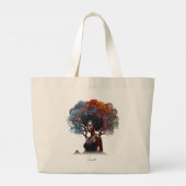 Afro-Amerikaanse vrouw met boomversierd haar Grote Tote Bag (Achterkant)