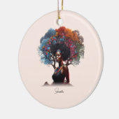 Afro-Amerikaanse vrouw met boomversierd haar Keramisch Ornament (Links)
