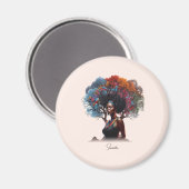 Afro-Amerikaanse vrouw met boomversierd haar Magneet (Voorkant / Achterkant)
