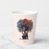 Afro-Amerikaanse vrouw met boomversierd haar Papieren Bekers (Achterkant)