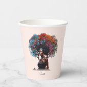 Afro-Amerikaanse vrouw met boomversierd haar Papieren Bekers (Voorkant)