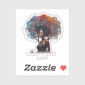 Afro-Amerikaanse vrouw met boomversierd haar Sticker (Vel)