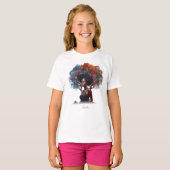 Afro-Amerikaanse vrouw met boomversierd haar T-shirt (Voorkant volledig)