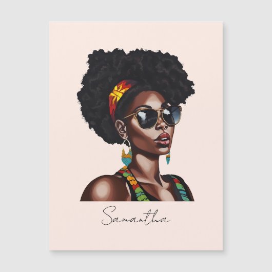 Afro-Amerikaanse vrouw met chique zonnebril (Voorkant)