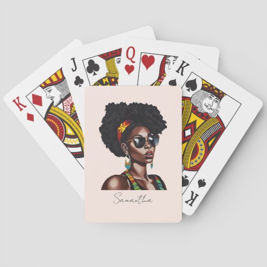 Afro-Amerikaanse vrouw met chique zonnebril Pokerkaarten (Achterkant)