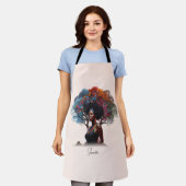 Afro-Amerikaanse vrouw met kleurrijke boom-versier Schort (Gedragen)