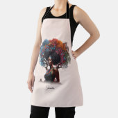 Afro-Amerikaanse vrouw met kleurrijke boom-versier Schort (Insitu)