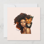 Afro-Amerikaanse vrouw met majestueuze leeuw (Voorkant)