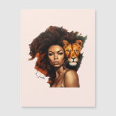 Afro-Amerikaanse vrouw met majestueuze leeuw (Voorkant)