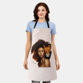 Afro-Amerikaanse vrouw met majestueuze leeuw Schort (Gedragen)