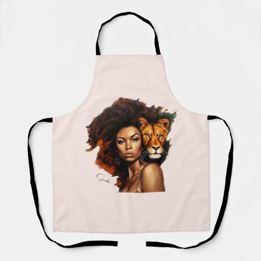 Afro-Amerikaanse vrouw met majestueuze leeuw Schort (Voorkant)