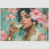 Afro-Amerikaanse vrouw met Martini Decoupage Tissuepapier (Voorkant)