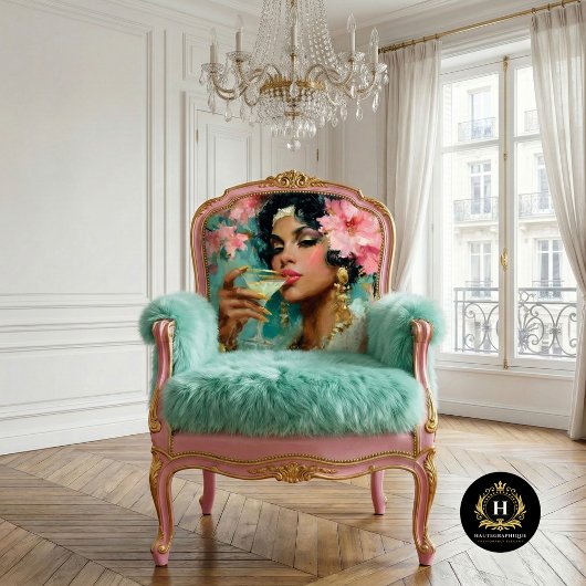 Afro-Amerikaanse vrouw met Martini Decoupage Tissuepapier