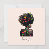 Afro-Amerikaanse vrouw met vlinder gevulde Afro (Voorkant)