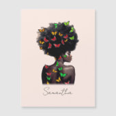 Afro-Amerikaanse vrouw met vlinder gevulde Afro (Voorkant)