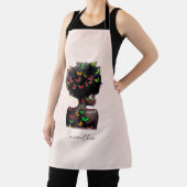 Afro-Amerikaanse vrouw met vlinder gevulde Afro Schort (Insitu)