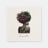 Afro-Amerikaanse vrouw met vlinder gevulde Afro Servet (Voorkant)