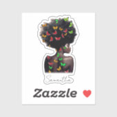 Afro-Amerikaanse vrouw met vlinder gevulde Afro Sticker (Vel)