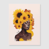 Afro-Amerikaanse vrouw met zonnebloem Afro haar (Voorkant)