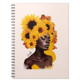 Afro-Amerikaanse vrouw met zonnebloem Afro haar Notitieboek (Voorkant)