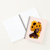 Afro-Amerikaanse vrouw met zonnebloem Afro haar Notitieboek (Binnen)