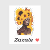 Afro-Amerikaanse vrouw met zonnebloem Afro haar Sticker (Vel)
