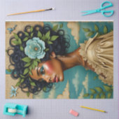 Afro-Amerikaanse vrouw Mixed Media Decoupage Tissuepapier (Craft)