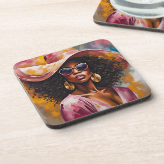 Afro-Amerikaanse Vrouw Onderzetters met Cork Backi