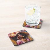 Afro-Amerikaanse Vrouw Onderzetters met Cork Backi (Rechterzijde)