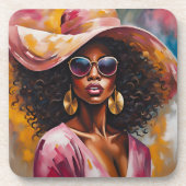 Afro-Amerikaanse Vrouw Onderzetters met Cork Backi (Voorkant)