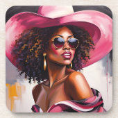 Afro-Amerikaanse Vrouw Onderzetters met Cork Backi (Voorkant)