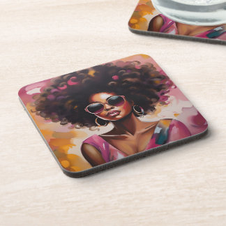 Afro-Amerikaanse Vrouw Onderzetters met Cork backi