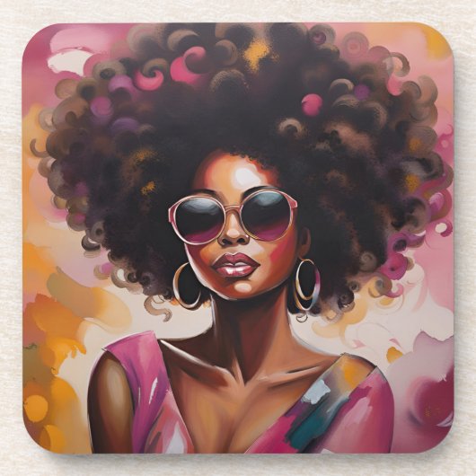 Afro-Amerikaanse Vrouw Onderzetters met Cork backi (Voorkant)