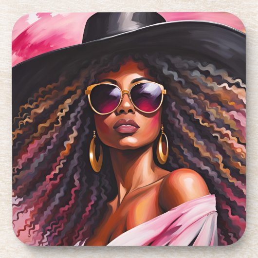 Afro-Amerikaanse Vrouw Onderzetters met Cork terug (Voorkant)