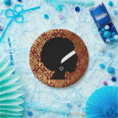 Afro-Amerikaanse vrouw op rode koninklijke achterg Papieren Bordje (Feest)