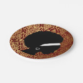 Afro-Amerikaanse vrouw op rode koninklijke achterg Papieren Bordje (Gekanteld)