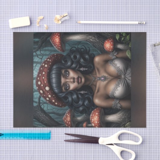 Afro-Amerikaanse vrouw Paddestoel Queen Decoupage Tissuepapier (Craft)