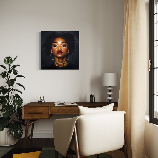 Afro-Amerikaanse vrouw portretkunst Canvas Afdruk