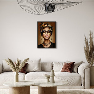 Afro-Amerikaanse vrouw portretkunst Canvas Afdruk