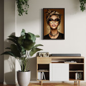 Afro-Amerikaanse vrouw portretkunst Canvas Afdruk