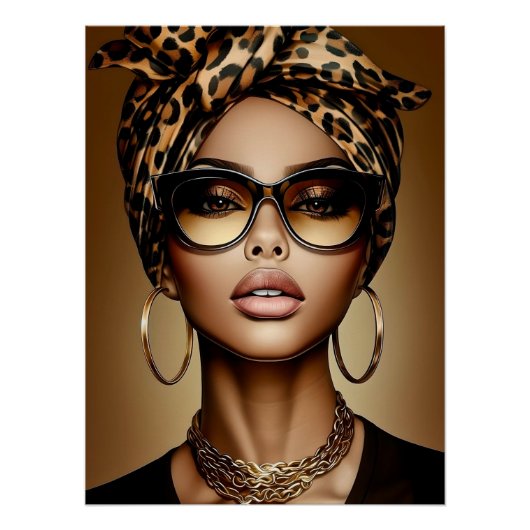 Afro-Amerikaanse vrouw portretkunst Perfect Poster (Voorkant)