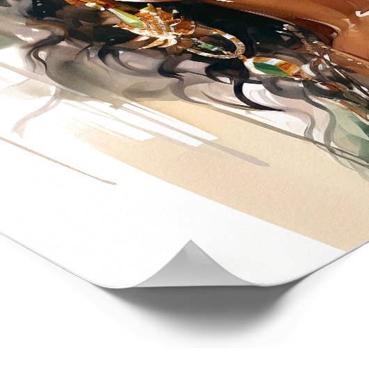 Afro-Amerikaanse Vrouw Rood en Groen Schilderen Poster (Hoek)