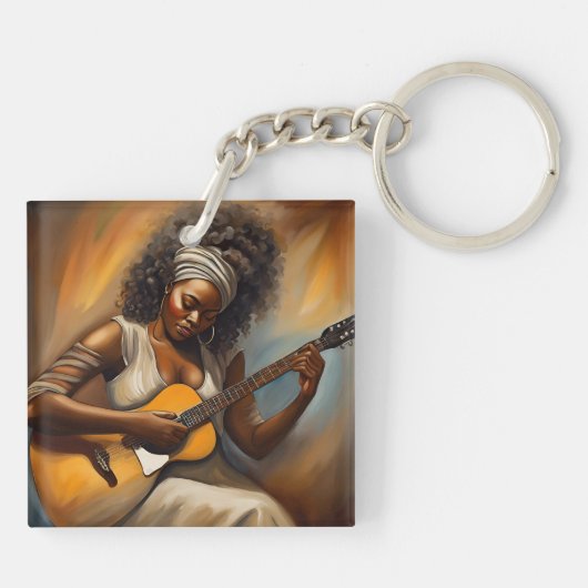 Afro-Amerikaanse vrouw Sleutelhanger (Achterkant)