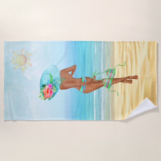 Afro-Amerikaanse vrouw strandlaken (Voorkant)