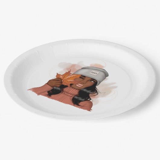 Afro-Amerikaanse vrouw Thanksgiving Papieren Bordje (Gekanteld)