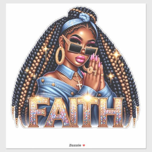 Afro-Amerikaanse vrouw van God bidt geloof Sticker (Vel)